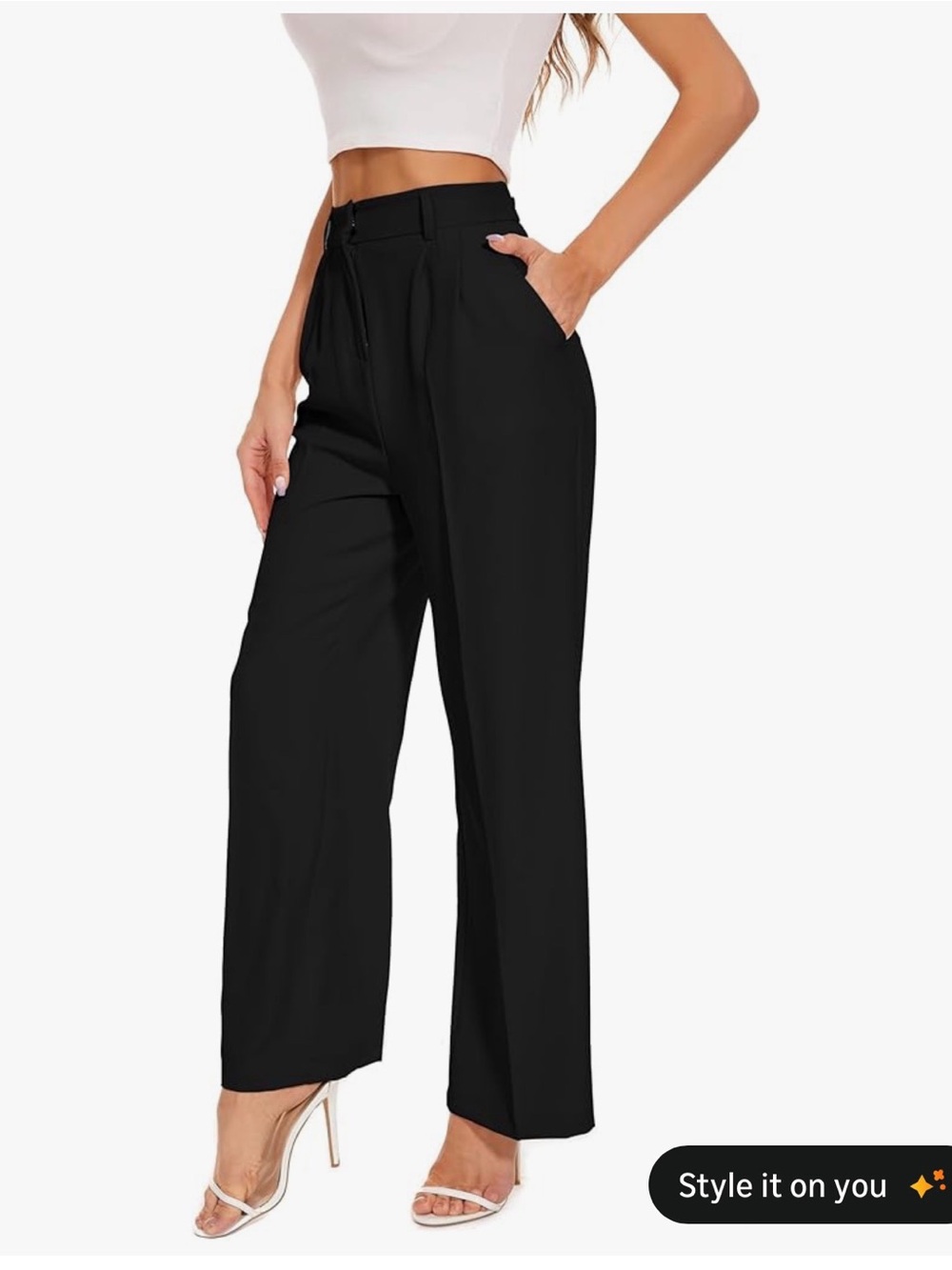 High-Waist Wide-Leg Black Dress Pants